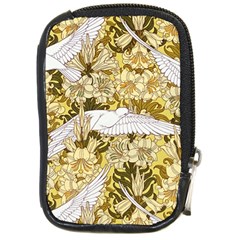 Dove Flowers Pattern Birds Flying Wings Animals Compact Camera Leather Case by Wegoenart