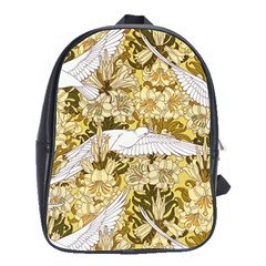 Dove Flowers Pattern Birds Flying Wings Animals School Bag (large) by Wegoenart