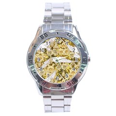 Dove Flowers Pattern Birds Flying Wings Animals Stainless Steel Analogue Watch by Wegoenart