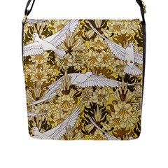 Dove Flowers Pattern Birds Flying Wings Animals Flap Closure Messenger Bag (l) by Wegoenart