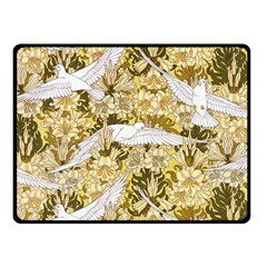 Dove Flowers Pattern Birds Flying Wings Animals Double Sided Fleece Blanket (small)  by Wegoenart