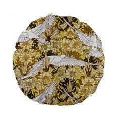 Dove Flowers Pattern Birds Flying Wings Animals Standard 15  Premium Flano Round Cushions by Wegoenart