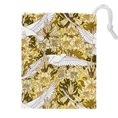 Dove Flowers Pattern Birds Flying Wings Animals Drawstring Pouch (5xl) by Wegoenart