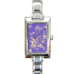 Flowers Petals Bouquet Stem Floral Pattern Rectangle Italian Charm Watch