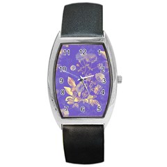 Flowers Petals Bouquet Stem Floral Pattern Barrel Style Metal Watch