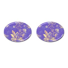 Flowers Petals Bouquet Stem Floral Pattern Cufflinks (Oval)