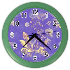 Flowers Petals Bouquet Stem Floral Pattern Color Wall Clock