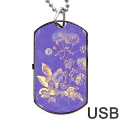 Flowers Petals Bouquet Stem Floral Pattern Dog Tag USB Flash (One Side)