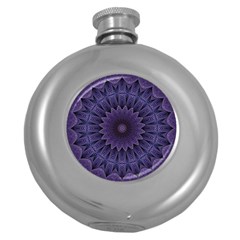 Shape Geometric Symmetrical Symmetry Wallpaper Round Hip Flask (5 Oz) by Wegoenart