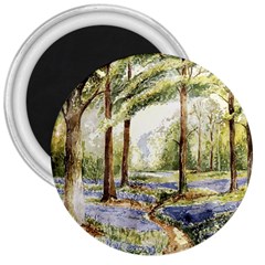 Trees Park Watercolor Lavender Flowers Foliage 3  Magnets by Wegoenart