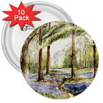 Trees Park Watercolor Lavender Flowers Foliage 3  Buttons (10 pack)  Front