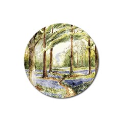 Trees Park Watercolor Lavender Flowers Foliage Magnet 3  (round) by Wegoenart