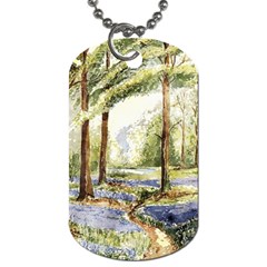 Trees Park Watercolor Lavender Flowers Foliage Dog Tag (one Side) by Wegoenart