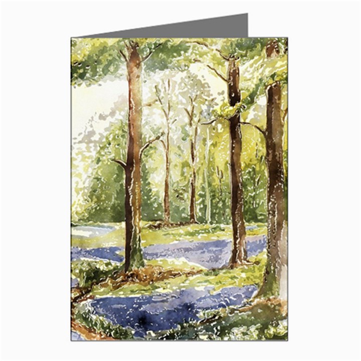 Trees Park Watercolor Lavender Flowers Foliage Greeting Cards (Pkg of 8)