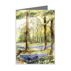 Trees Park Watercolor Lavender Flowers Foliage Mini Greeting Card by Wegoenart