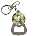 Trees Park Watercolor Lavender Flowers Foliage Bottle Opener Key Chain Front