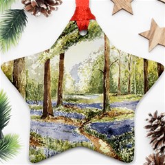 Trees Park Watercolor Lavender Flowers Foliage Star Ornament (two Sides) by Wegoenart