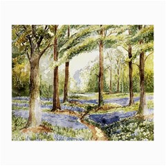 Trees Park Watercolor Lavender Flowers Foliage Small Glasses Cloth (2 Sides) by Wegoenart