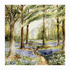 Trees Park Watercolor Lavender Flowers Foliage Medium Glasses Cloth by Wegoenart