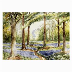 Trees Park Watercolor Lavender Flowers Foliage Large Glasses Cloth (2 Sides) by Wegoenart