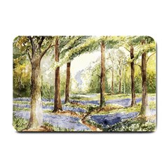 Trees Park Watercolor Lavender Flowers Foliage Small Doormat by Wegoenart