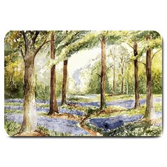 Trees Park Watercolor Lavender Flowers Foliage Large Doormat by Wegoenart