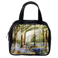 Trees Park Watercolor Lavender Flowers Foliage Classic Handbag (one Side) by Wegoenart