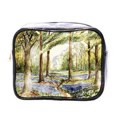 Trees Park Watercolor Lavender Flowers Foliage Mini Toiletries Bag (one Side) by Wegoenart