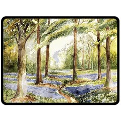 Trees Park Watercolor Lavender Flowers Foliage Fleece Blanket (large)  by Wegoenart