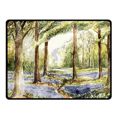 Trees Park Watercolor Lavender Flowers Foliage Fleece Blanket (small) by Wegoenart