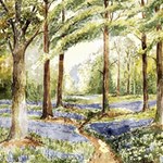 Trees Park Watercolor Lavender Flowers Foliage Play Mat (Square) Front