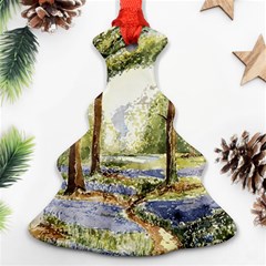 Trees Park Watercolor Lavender Flowers Foliage Christmas Tree Ornament (two Sides)