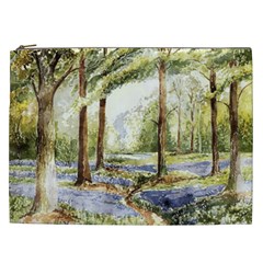 Trees Park Watercolor Lavender Flowers Foliage Cosmetic Bag (xxl) by Wegoenart