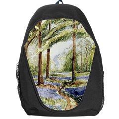 Trees Park Watercolor Lavender Flowers Foliage Backpack Bag by Wegoenart