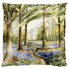 Trees Park Watercolor Lavender Flowers Foliage Standard Flano Cushion Case (one Side) by Wegoenart