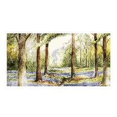 Trees Park Watercolor Lavender Flowers Foliage Satin Wrap 35  X 70  by Wegoenart