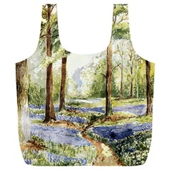 Trees Park Watercolor Lavender Flowers Foliage Full Print Recycle Bag (xxl) by Wegoenart