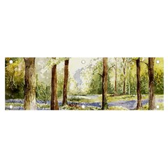 Trees Park Watercolor Lavender Flowers Foliage Banner And Sign 6  X 2  by Wegoenart