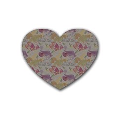 Pattern Armenian Birds Rubber Coaster (heart) by Gohar