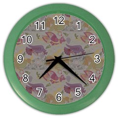 Pattern Armenian Birds Color Wall Clock by Gohar