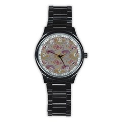 Pattern Armenian Birds Stainless Steel Round Watch by Gohar