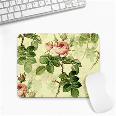 Roses Flowers Vintage Pattern Retro Floral Stem Small Mousepad by Wegoenart