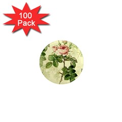 Roses Flowers Vintage Pattern Retro Floral Stem 1  Mini Magnets (100 Pack)  by Wegoenart