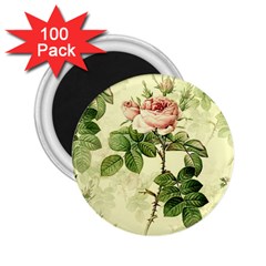 Roses Flowers Vintage Pattern Retro Floral Stem 2 25  Magnets (100 Pack)  by Wegoenart