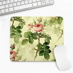 Roses Flowers Vintage Pattern Retro Floral Stem Large Mousepad by Wegoenart