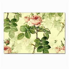 Roses Flowers Vintage Pattern Retro Floral Stem Postcards 5  X 7  (pkg Of 10)