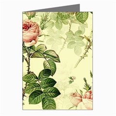 Roses Flowers Vintage Pattern Retro Floral Stem Greeting Cards (pkg Of 8) by Wegoenart