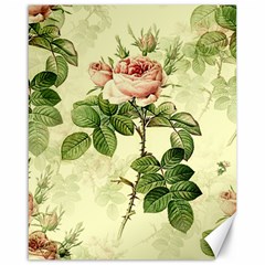 Roses Flowers Vintage Pattern Retro Floral Stem Canvas 16  X 20  by Wegoenart