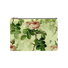 Roses Flowers Vintage Pattern Retro Floral Stem Cosmetic Bag (medium) by Wegoenart