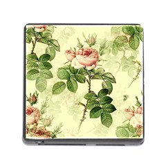 Roses Flowers Vintage Pattern Retro Floral Stem Memory Card Reader (square 5 Slot) by Wegoenart